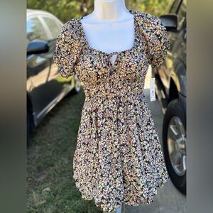 No Boundaries Floral Dress - Black, Yellow, Pink